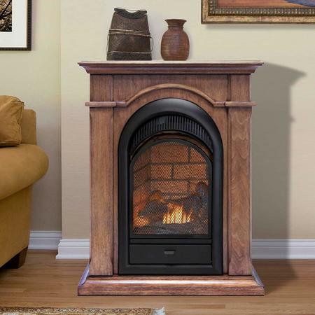 Duluth Forge Dual Fuel Ventless Gas Fireplace With Mantel - 15,000 Btu, T-Stat,  DFS-150T-1TA